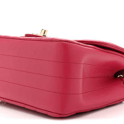 Chanel Lambskin Chevron Quilted Mini Square Flap Fuchsia 10 of 11