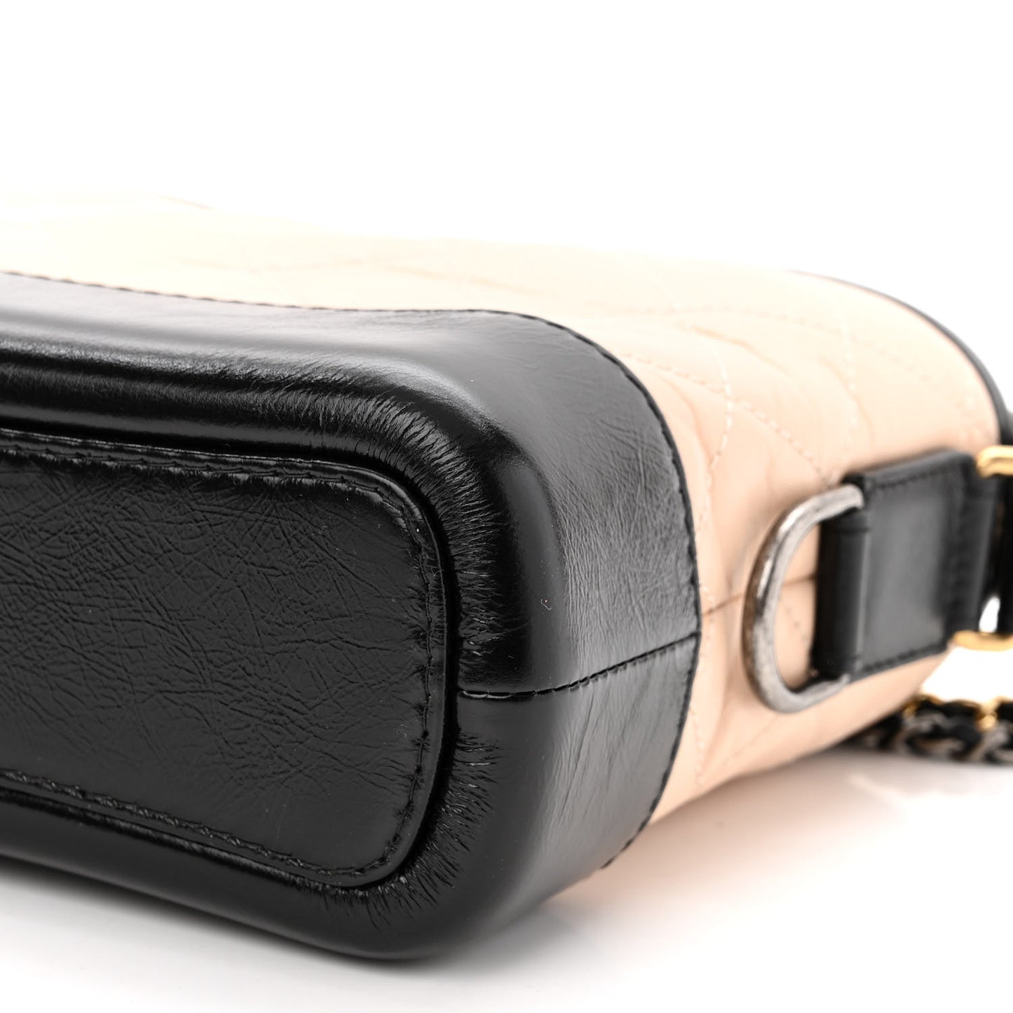 Aged Calfskin Quilted Small Gabrielle Hobo Beige Black