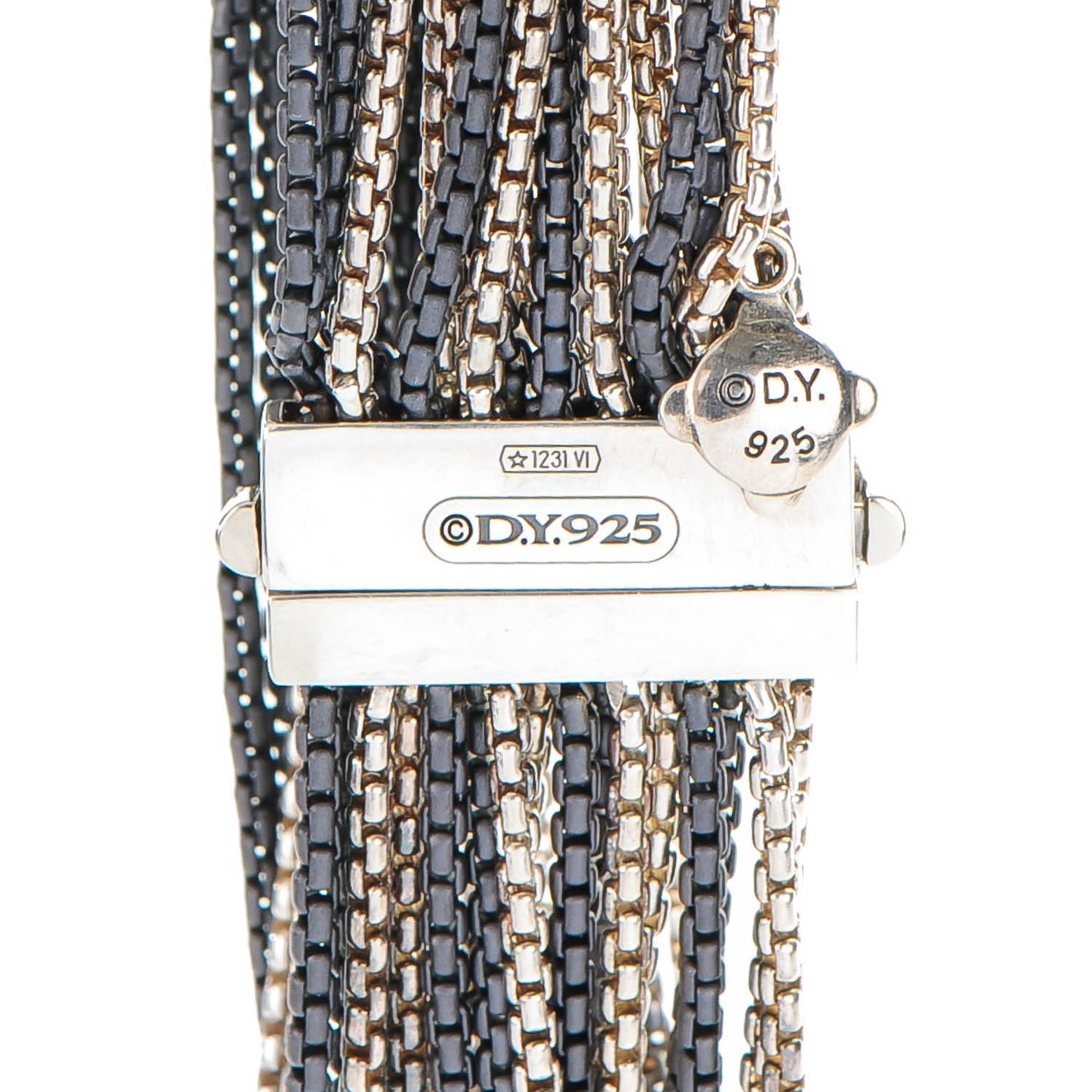 Darkened Sterling Silver 21mm Multi Row Box Chain Bracelet