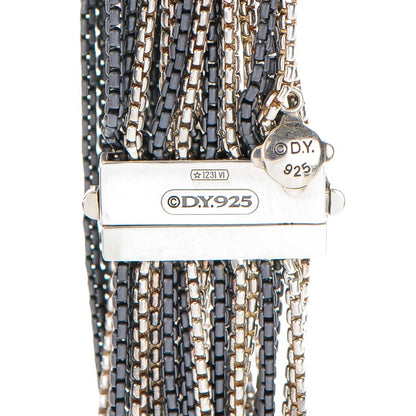 David Yurman Darkened Sterling Silver 21mm Multi Row Box Chain Bracelet 4 of 5