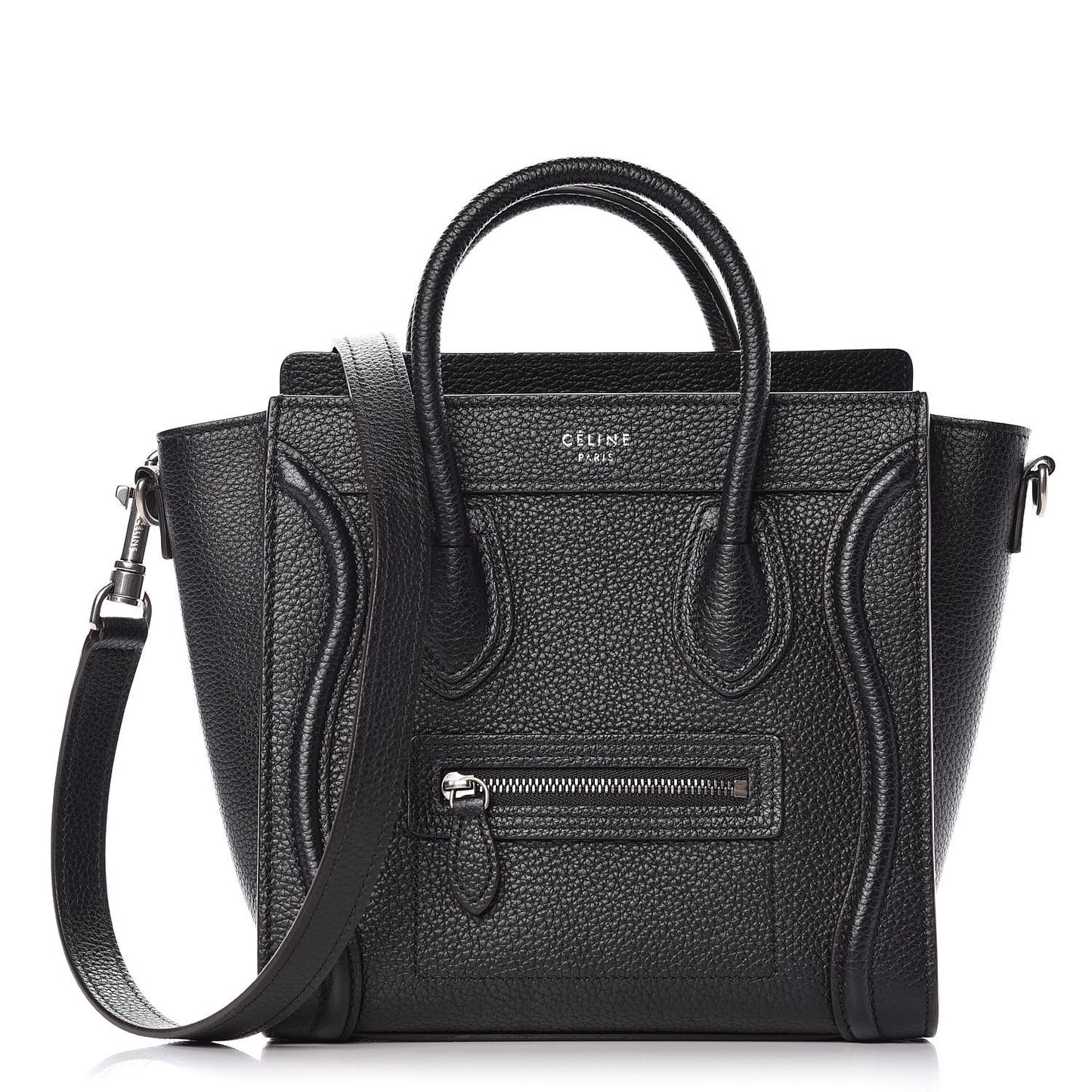 Drummed Calfskin Nano Luggage Black