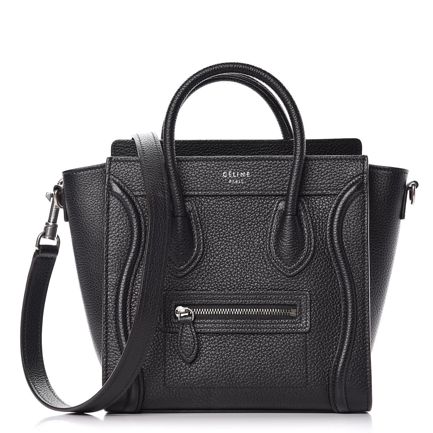 Celine Drummed Calfskin Nano Luggage Black 1 of 9