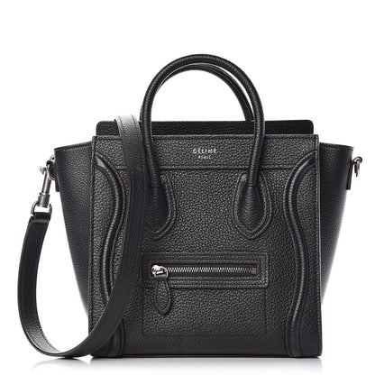 Celine Drummed Calfskin Nano Luggage Black 1 of 9