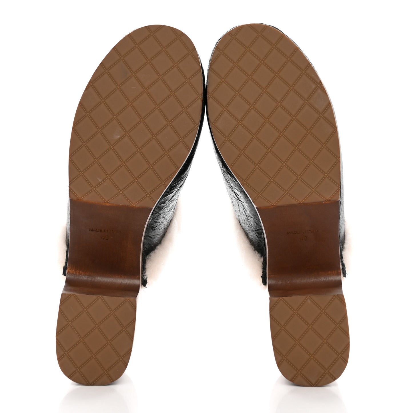 Crackled Sheepskin CC Mules 40 Black