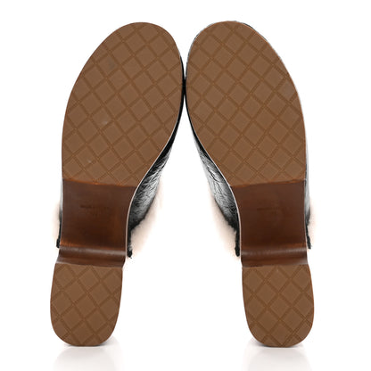 Chanel Crackled Sheepskin CC Mules 40 Black 6 of 12