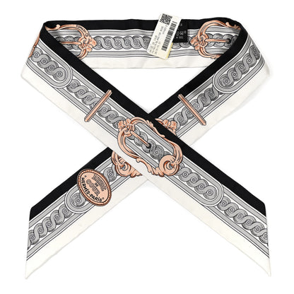 Hermes Silk Bride De Cour Twilly Black White Or Rose 1 of 4