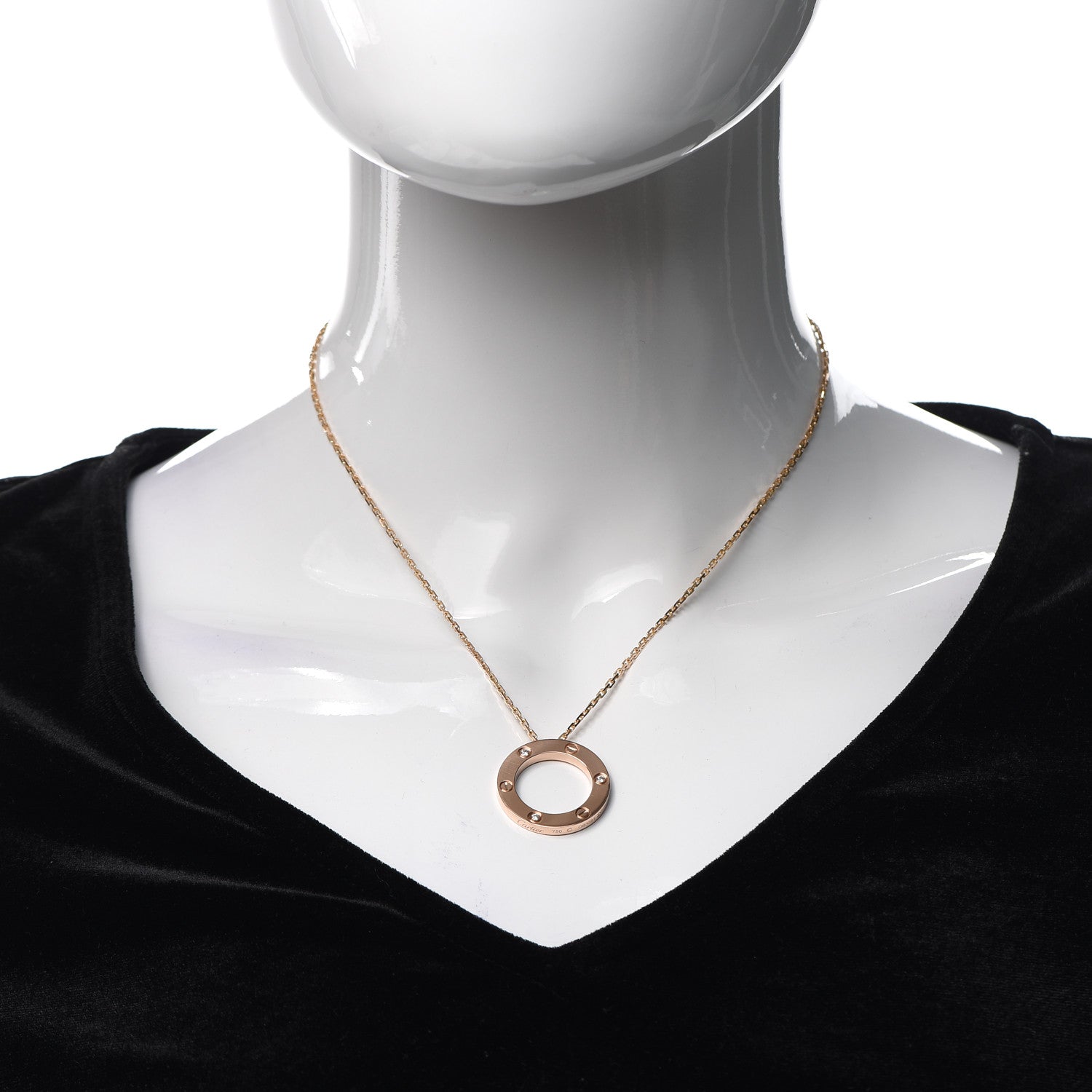Cartier 18K Pink Gold 3 Diamonds LOVE Pendant Necklace 2 of 5