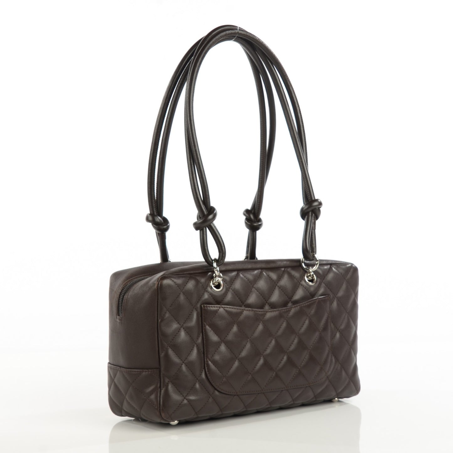 Calfskin Quilted Cambon Large Bowler Brown Beige