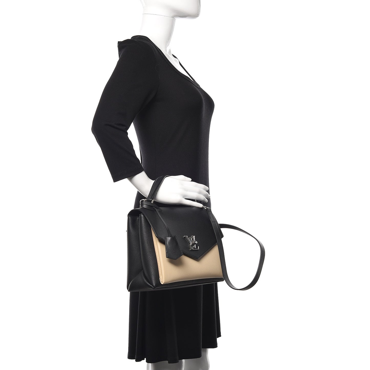 Soft Calfskin My Lockme Top Handle Vanille Black