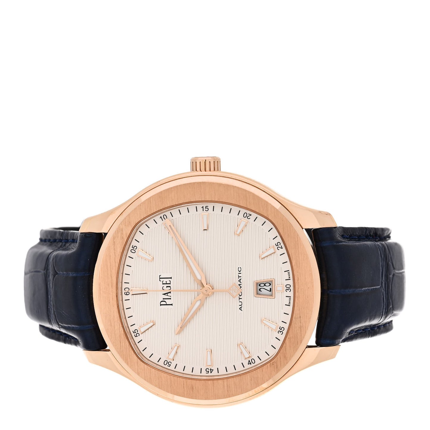 18K Rose Gold Alligator 42mm Polo S Automatic Watch White