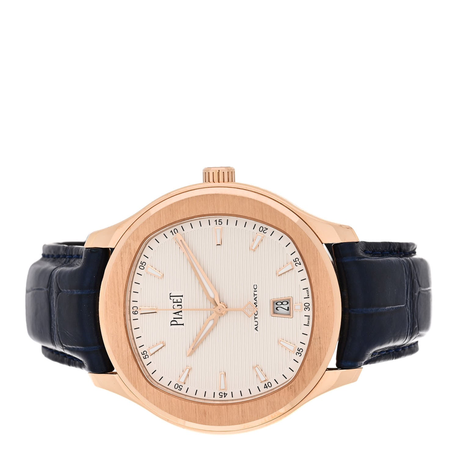 Piaget 18K Rose Gold Alligator 42mm Polo S Automatic Watch White 2 of 4