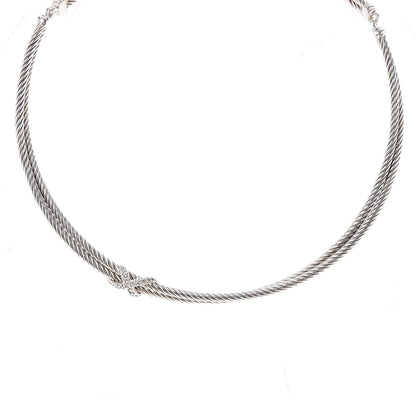David Yurman Sterling Silver Diamond Double Cable Crossover X Necklace 1 of 5