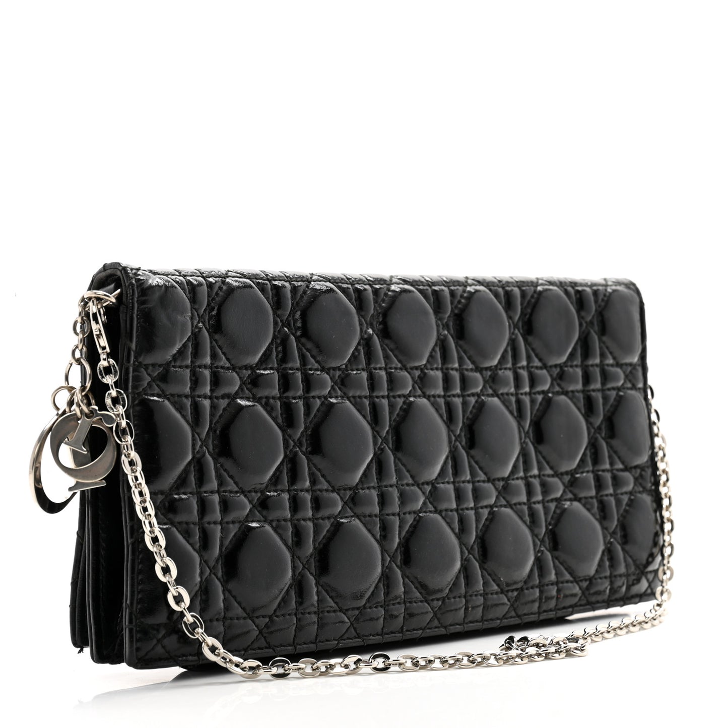 Patent Cannage Lady Dior Convertible Clutch Black