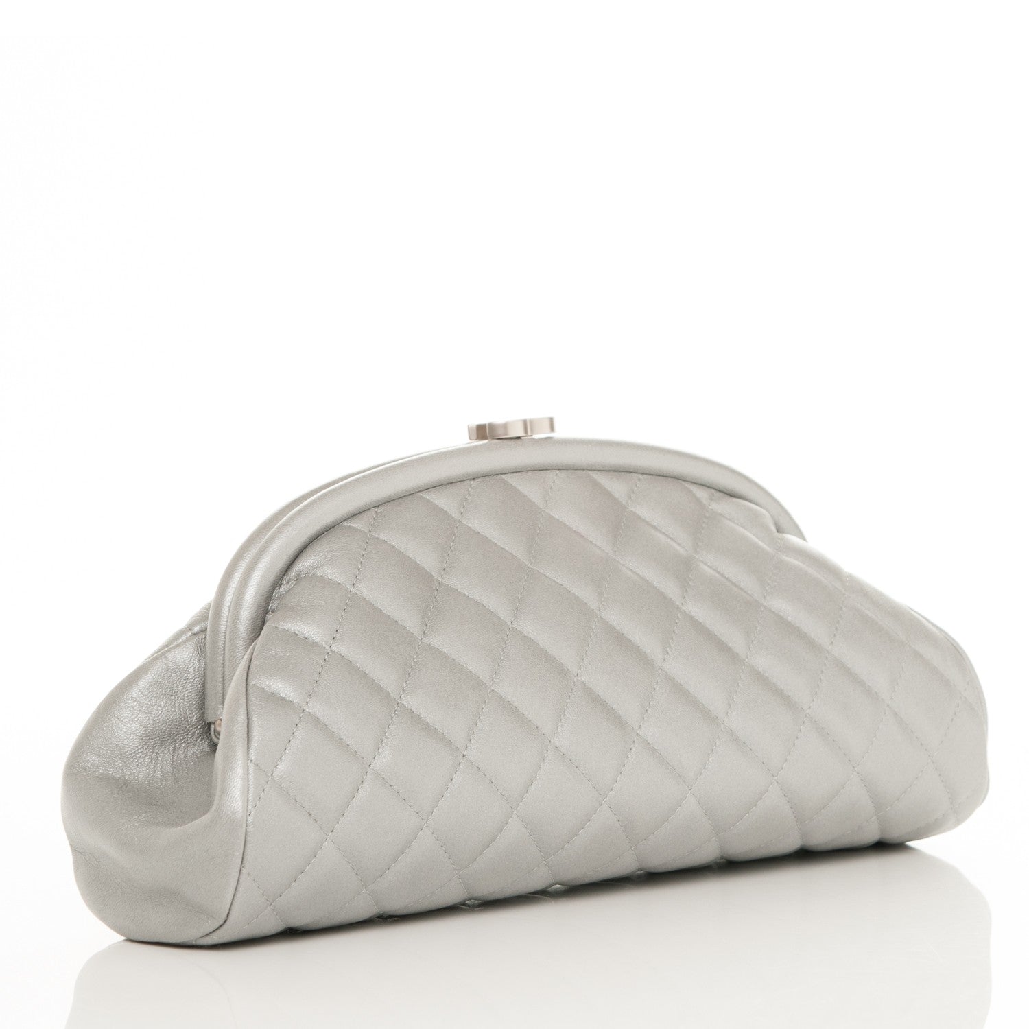Chanel Metallic Lambskin Quilted Timeless Clutch Silver 3 of 7