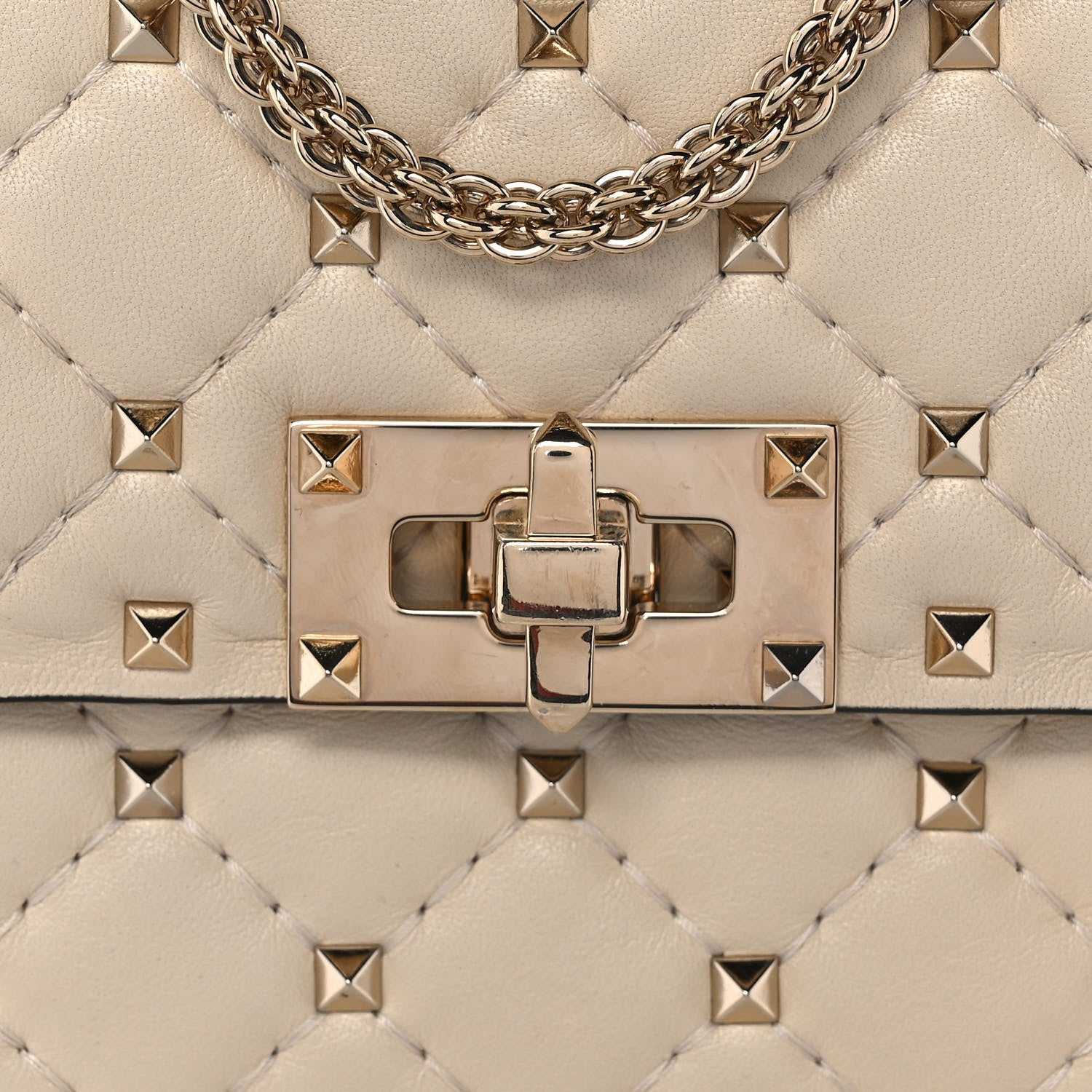 Valentino Garavani Nappa Medium Rockstud Spike Shoulder Bag Light Ivory 7 of 11