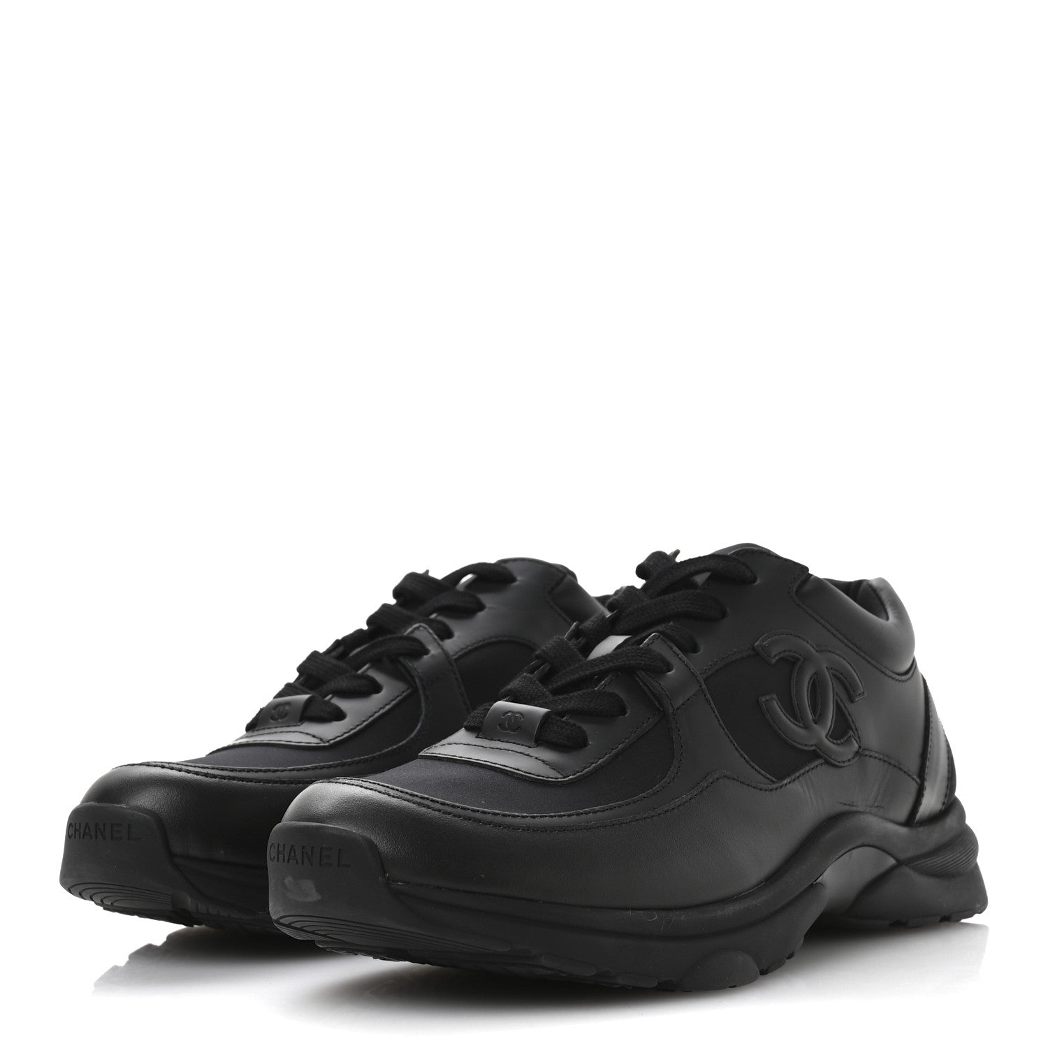 Chanel Calfskin Lambskin CC Uniform Sneakers 42 Black 4 of 8