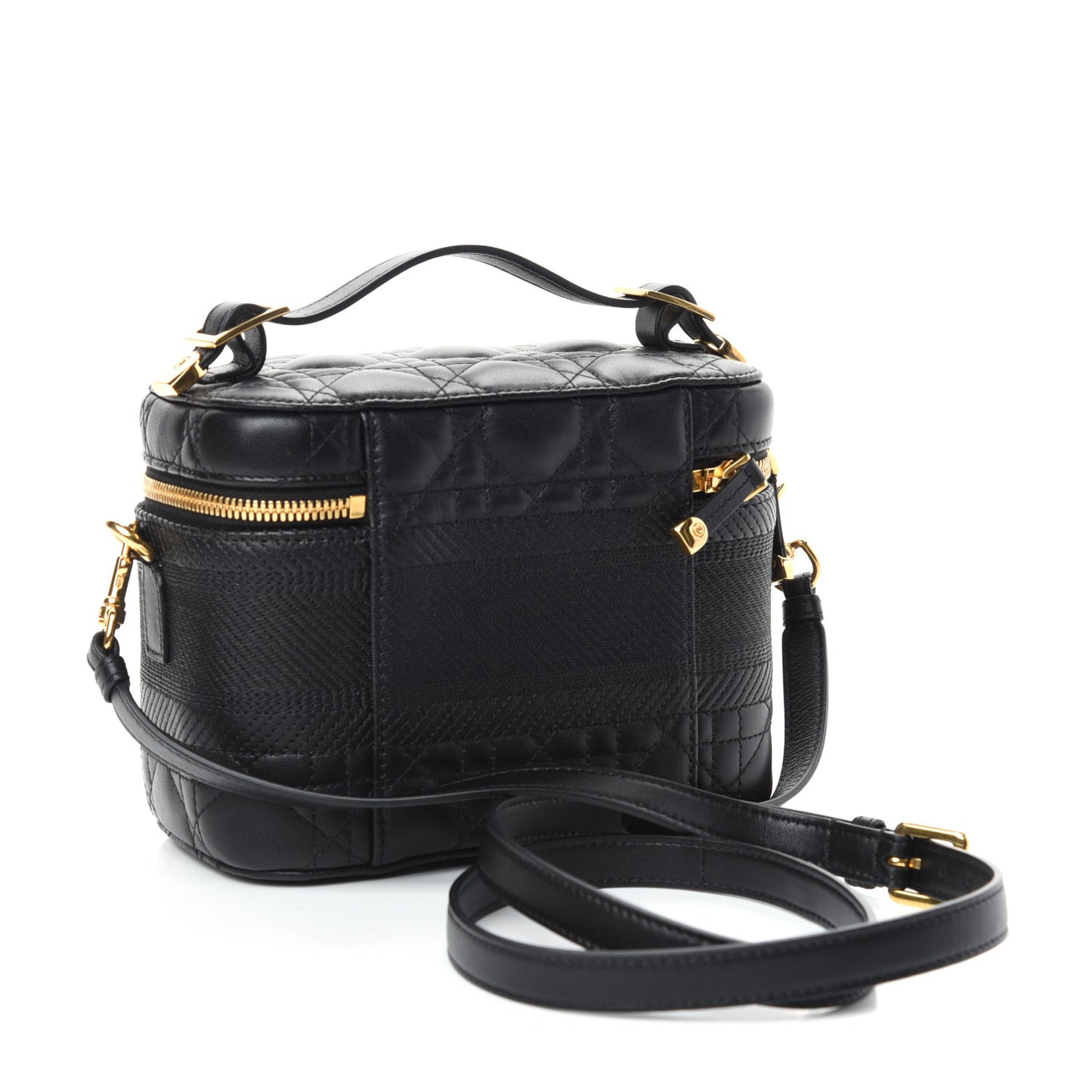 Lambskin Cannage Small Diortravel Vanity Case Black
