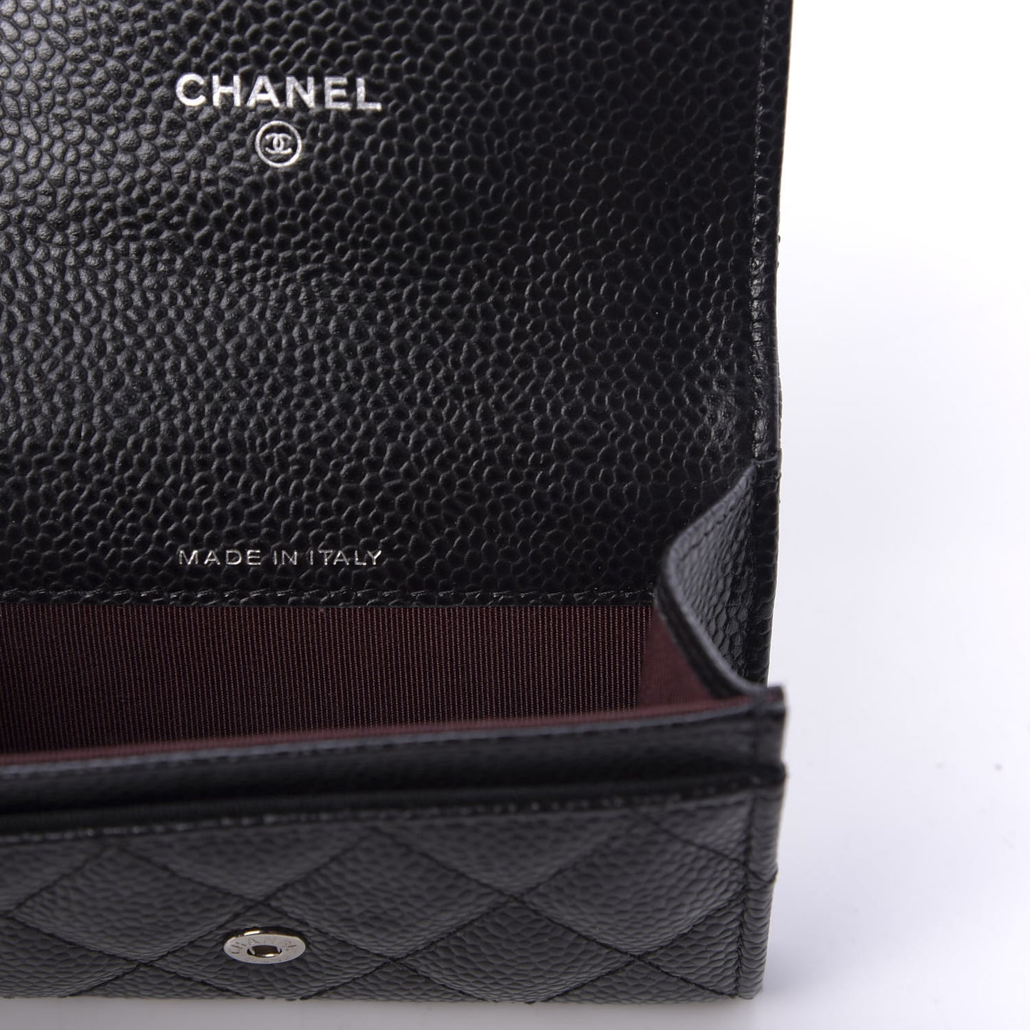 Caviar Quilted Flap Card Holder Wallet Black