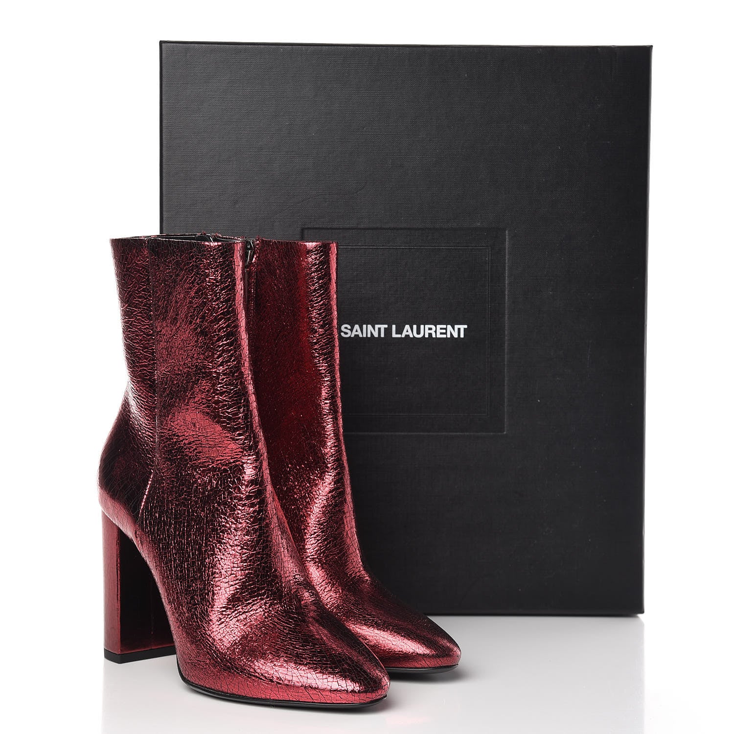 Saint Laurent Metallic Crackled Lou 95 Zip Bootie 37 Elect 9 of 9