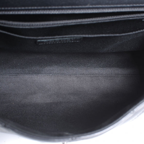 Leather Quilted In the Business Flap Bag Black