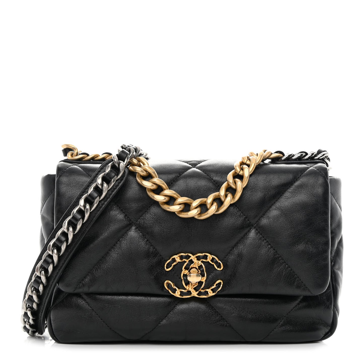Goatskin Quilted Medium Chanel 19 Flap Black