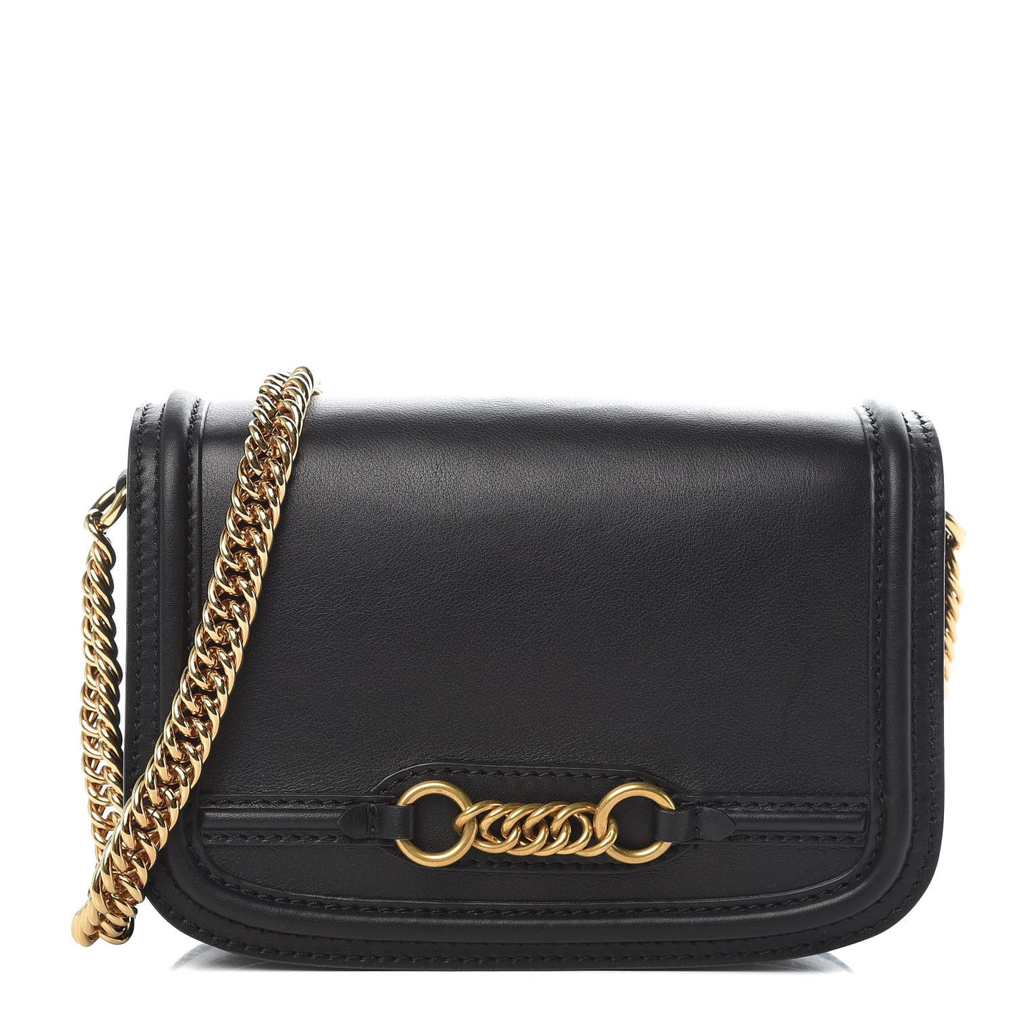 Soft Calfskin Link Flap Crossbody Black