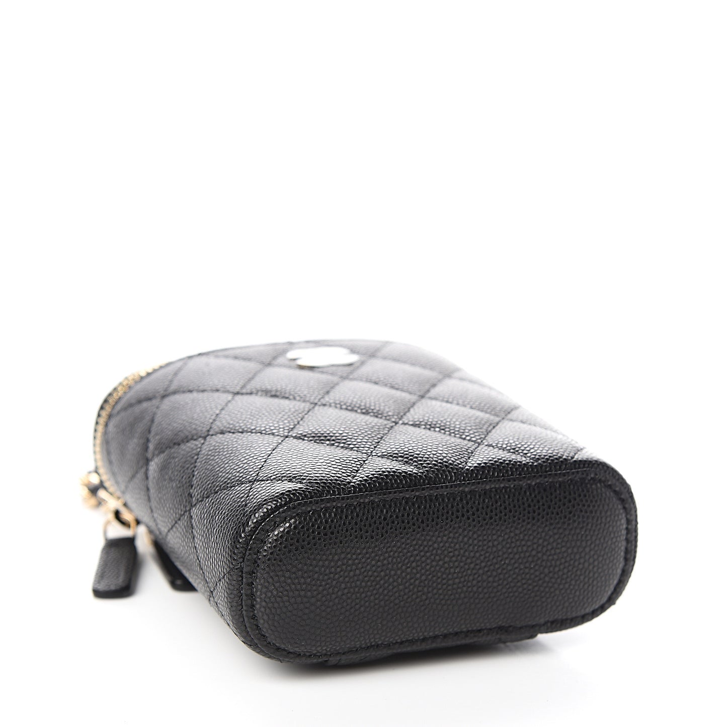 Caviar Quilted Small Vertical Coco Beauty Vanity Case With Chain Black