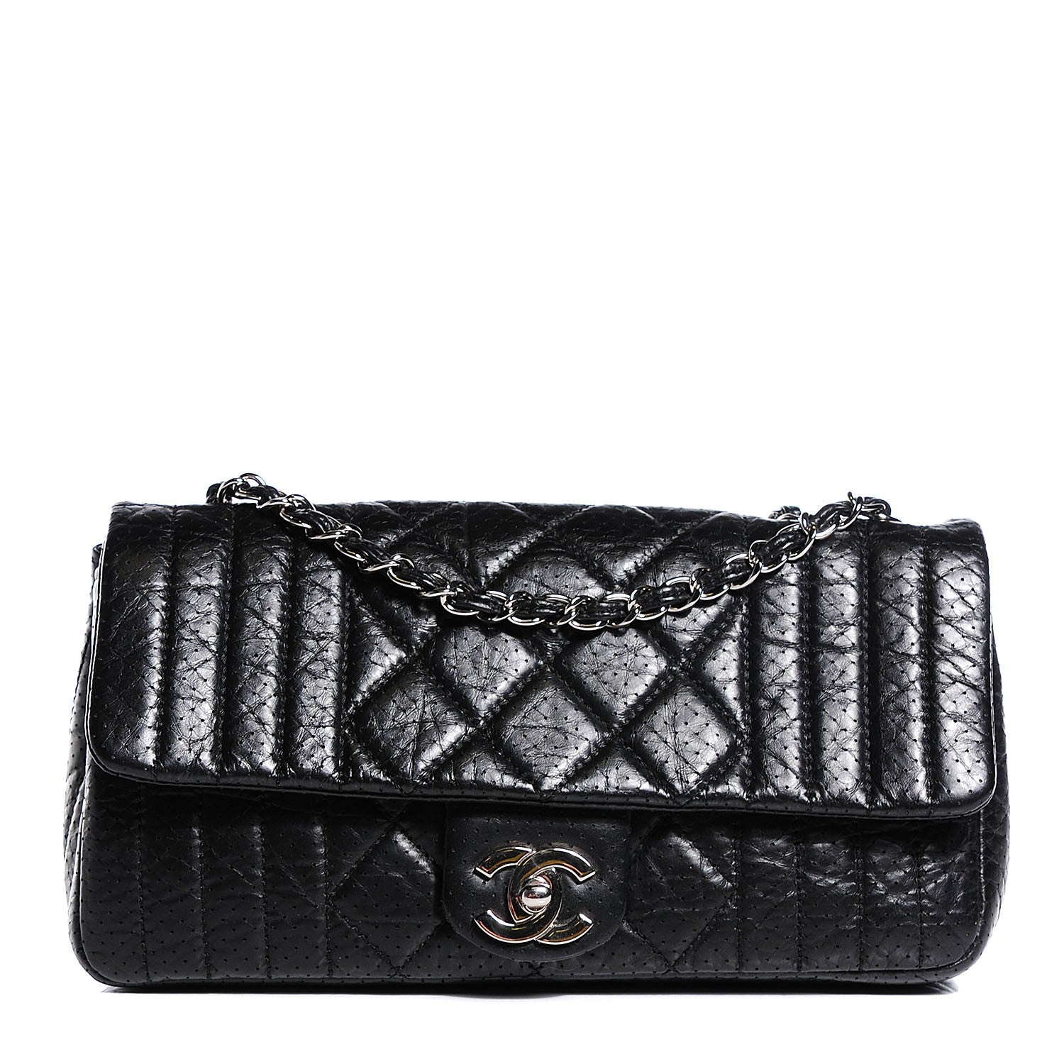 Chanel Aged Calfskin Perforated Flap Black 1 of 8