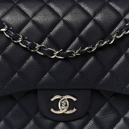 Chanel Caviar Quilted Jumbo Double Flap Navy Blue 9 of 12
