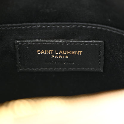 Saint Laurent Grain De Poudre Matelasse Chevron Quilted Round Vinyle Camera Bag Dark Beige 6 of 11
