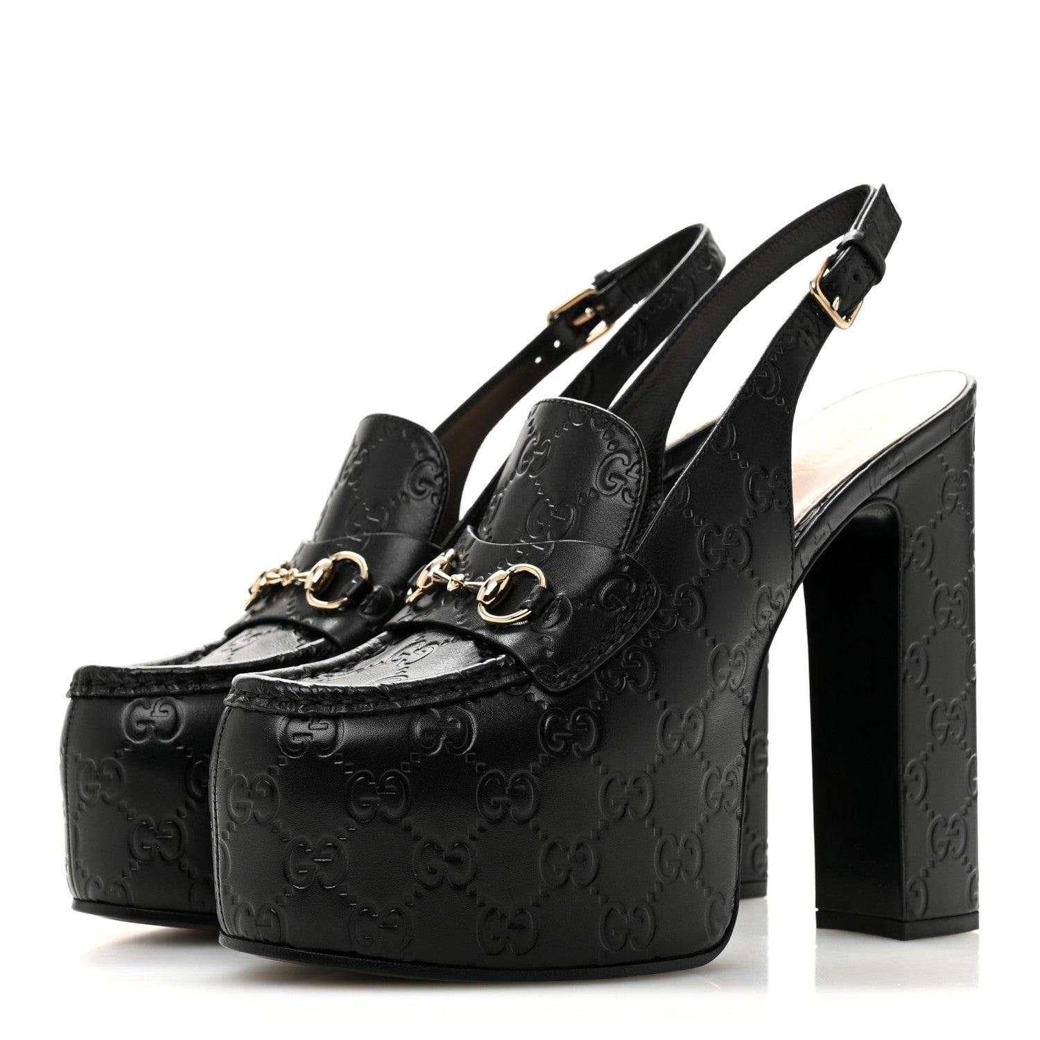 Gucci Guccissima Horsebit Platform 70/160mm Slingback Mules 40 Black 4 of 10