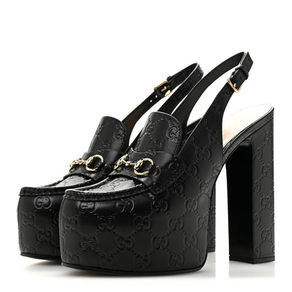 Gucci Guccissima Horsebit Platform 70/160mm Slingback Mules 40 Black 4 of 10