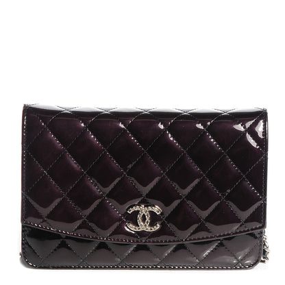 Chanel Patent Quilted Brilliant Wallet On Chain WOC Bordeaux Clair 1 of 9