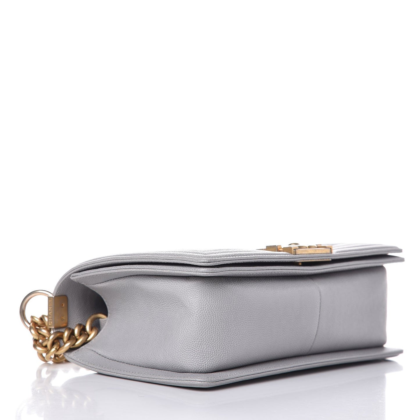 Caviar Quilted Medium Boy Flap Grey