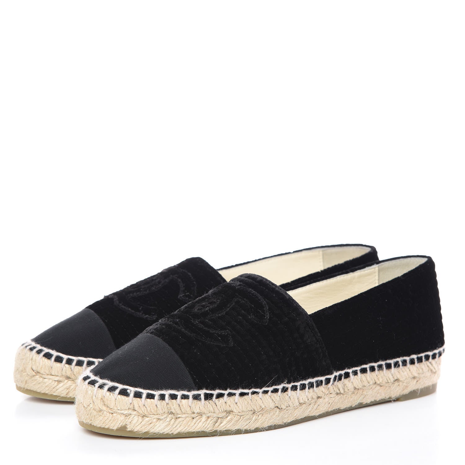 Chanel Velvet Grosgrain CC Espadrilles 37 Black 3 of 10
