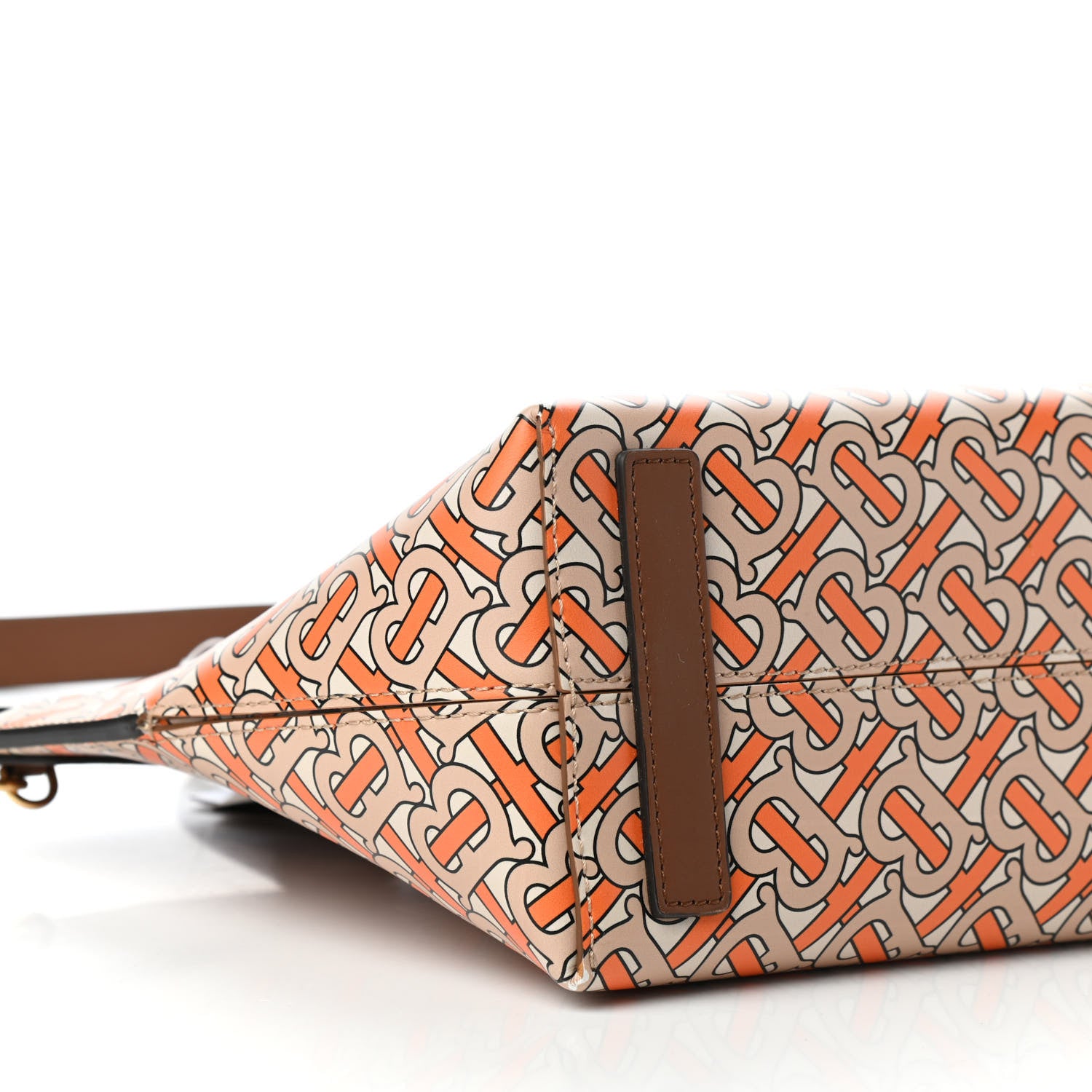 Burberry Calfskin Monogram Small Society Top Handle Bag Bright Orange 7 of 9