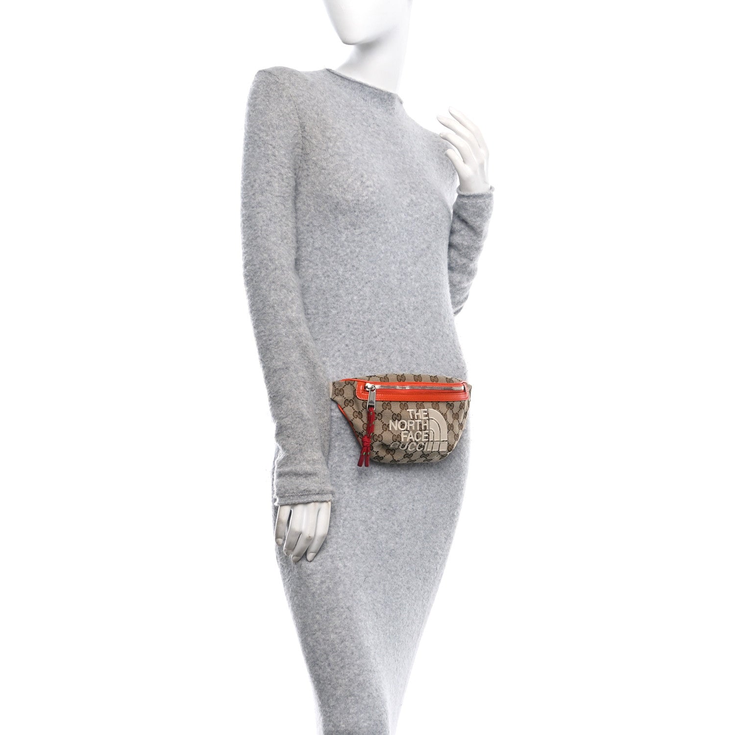 Gucci X THE NORTH FACE Monogram Textured Dollar Calfskin Embroidered Belt Bag Beige Ebony Mystic White Deep Orange 2 of 10