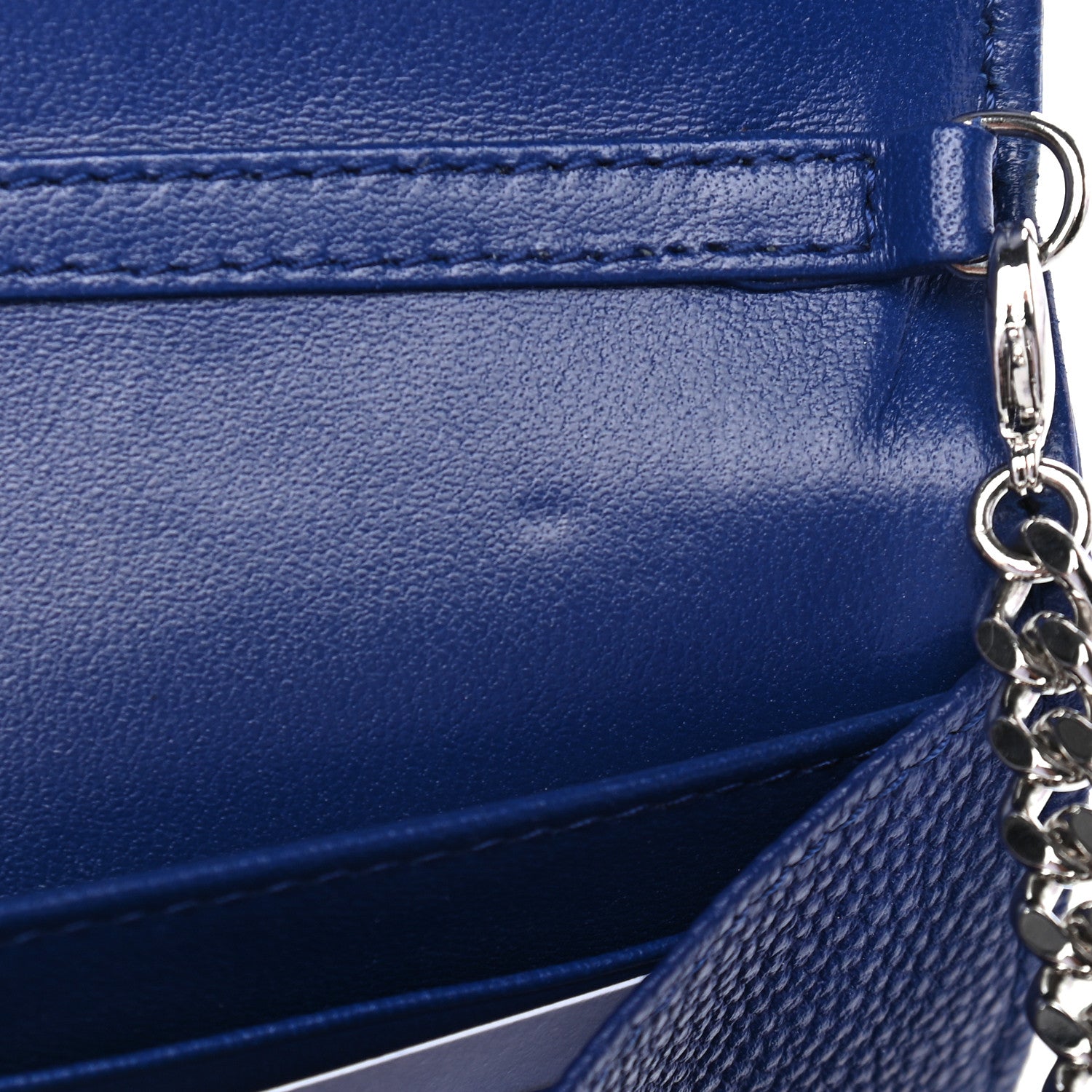 Christian Dior Grained Calfskin Diorama Croisiere Chain Wallet Blue 9 of 9
