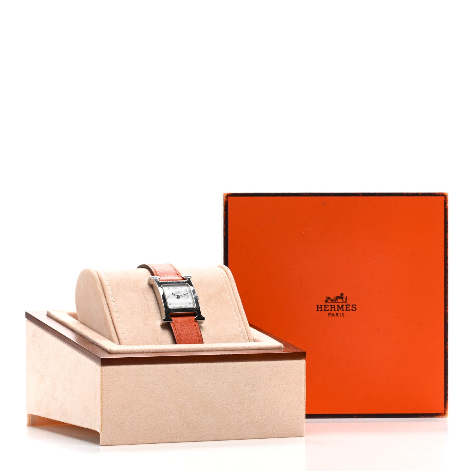 Hermes Stainless Steel Swift 21mm Heure H Hour Quartz Watch Orange 5 of 5