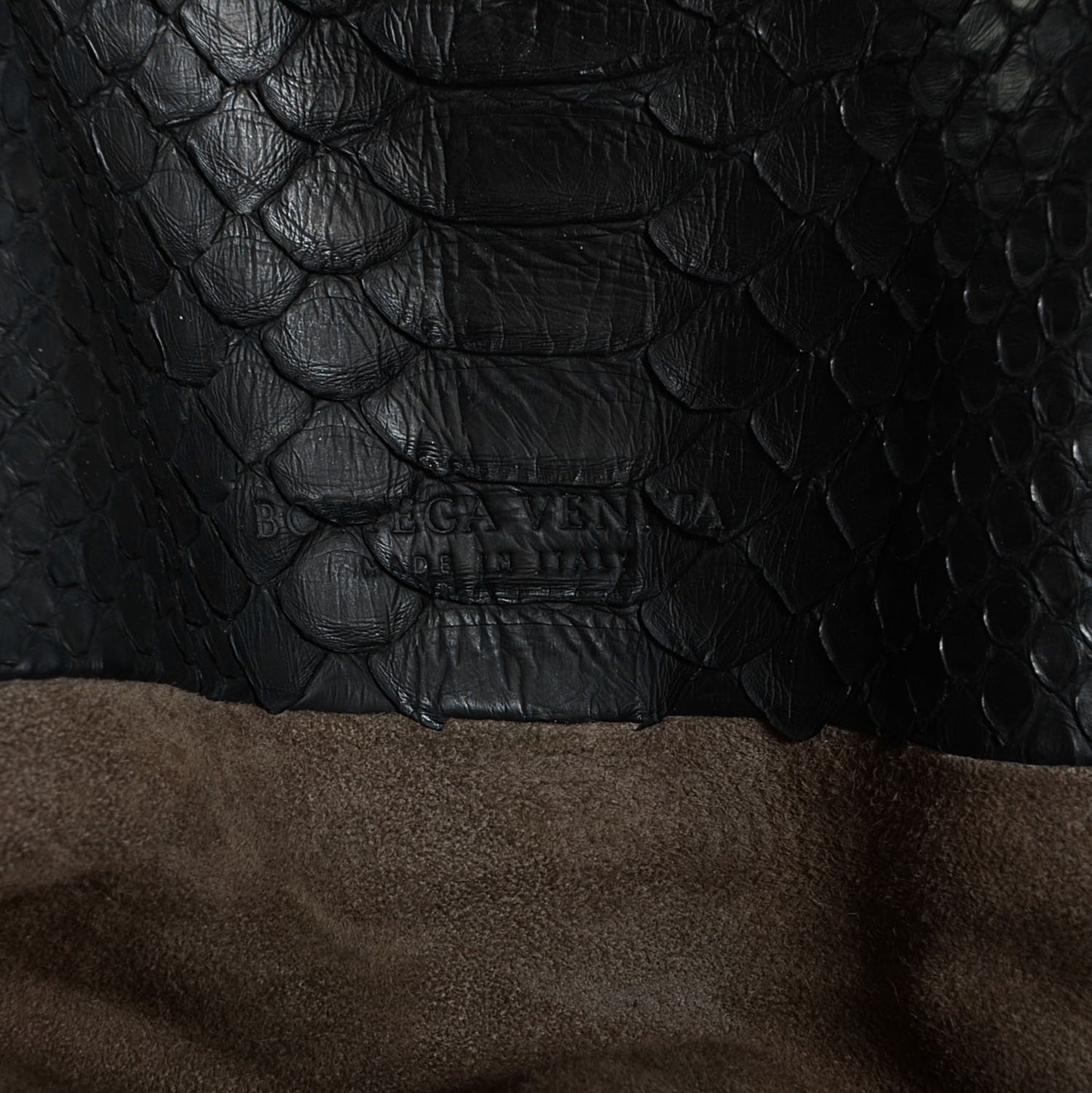 BOTTEGA VENETA Python Convertible Tote Bag Black