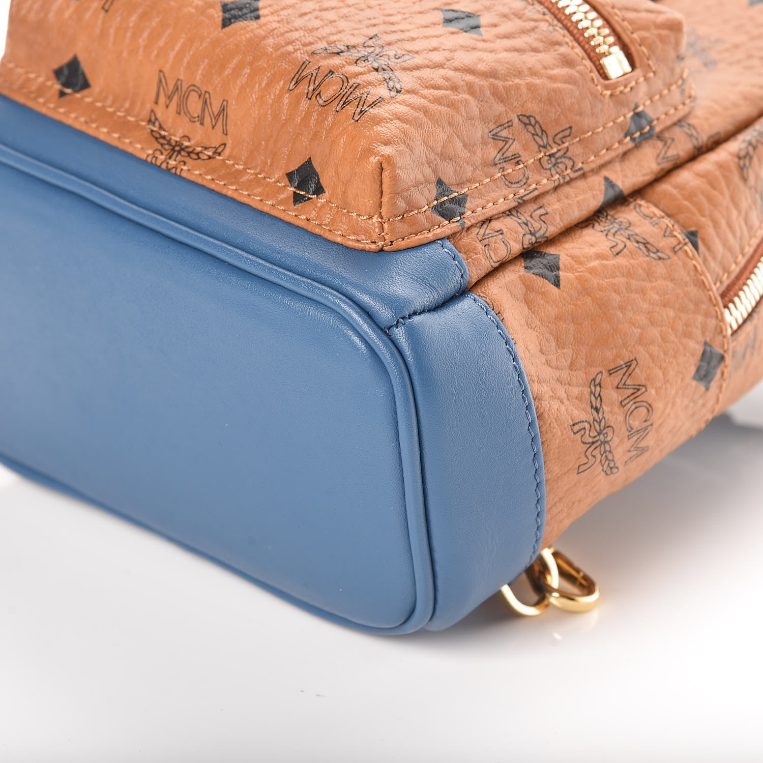 MCM Visetos X-Mini Stark Backpack Cognac Blue 6 of 9