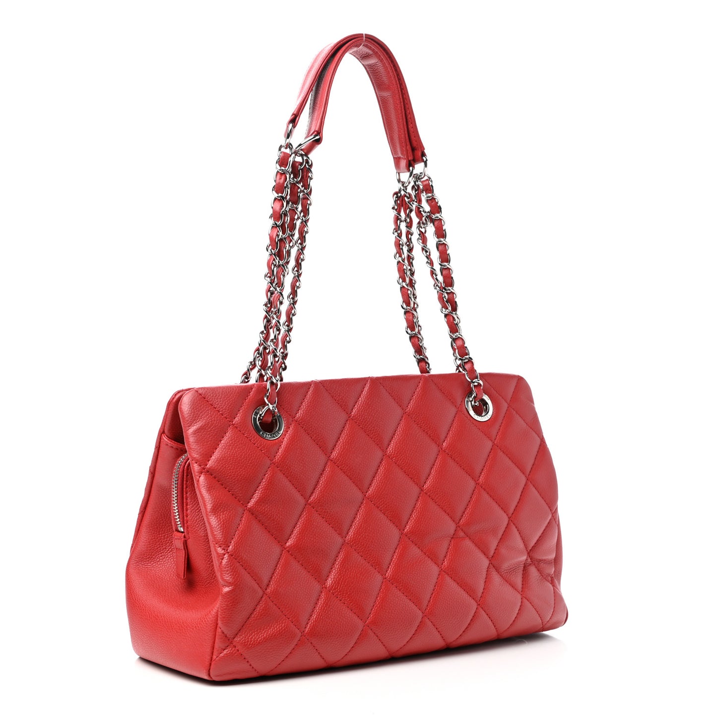 Caviar Quilted Timeless CC Shopping Tote Red