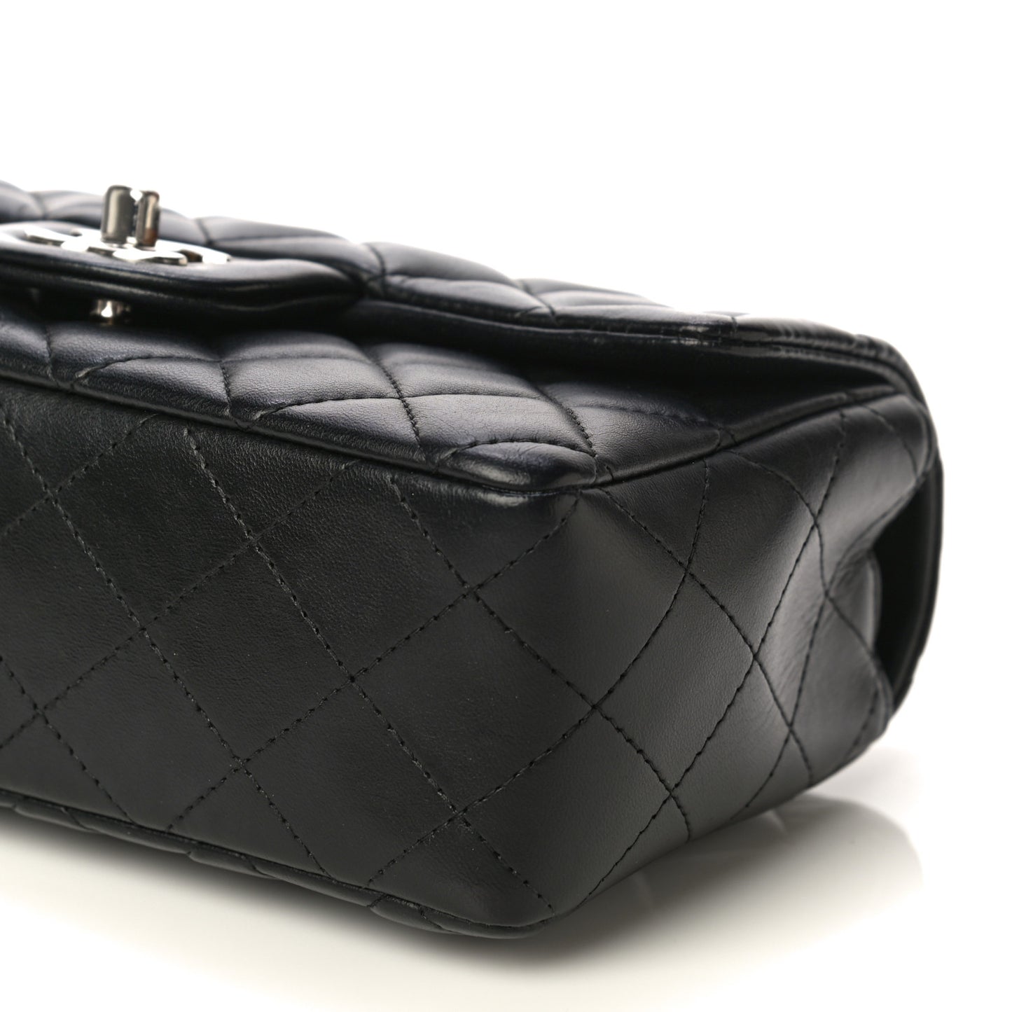 Lambskin Quilted Mini Rectangular Flap Black