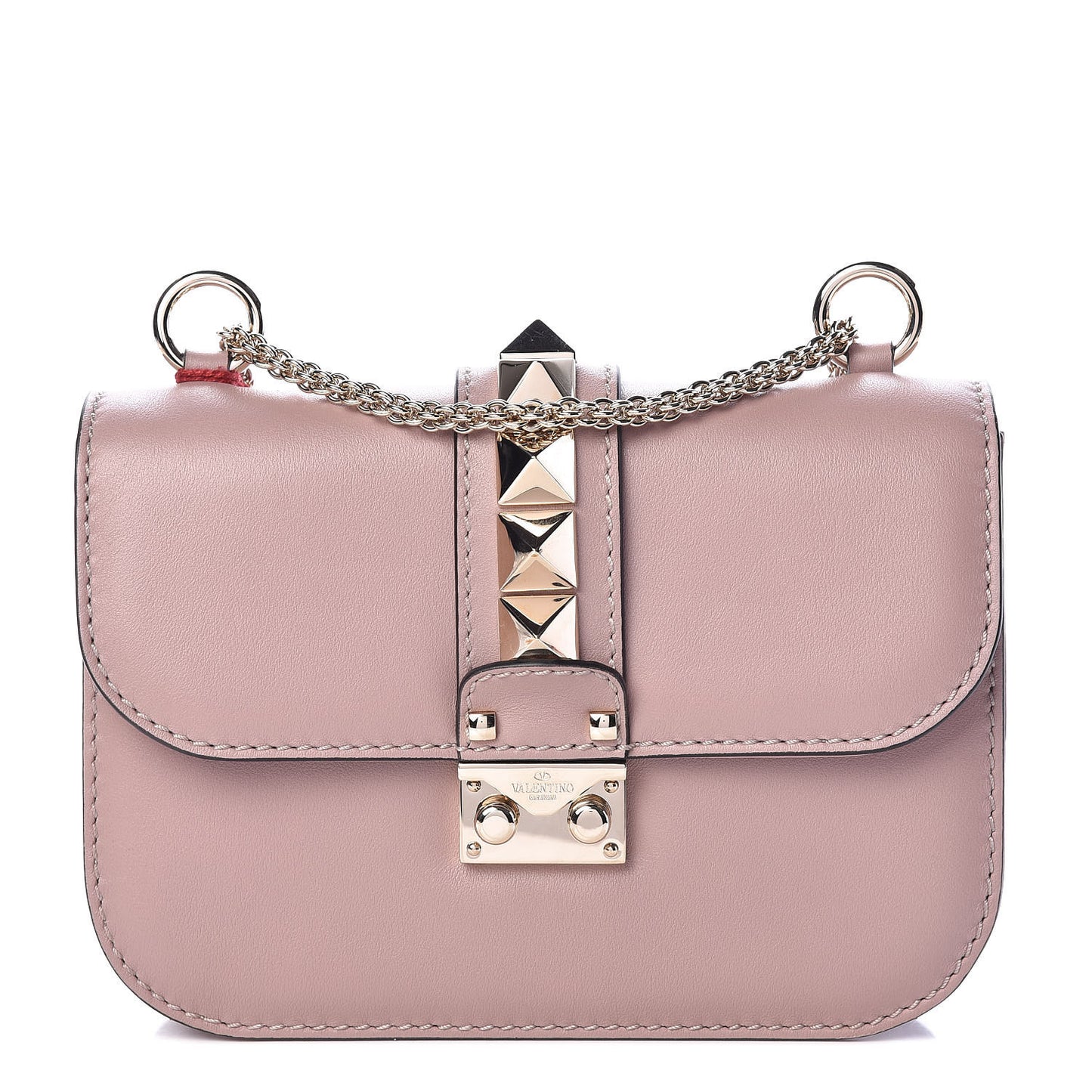 Vitello Small Glam Lock Rockstud Flap Poudre