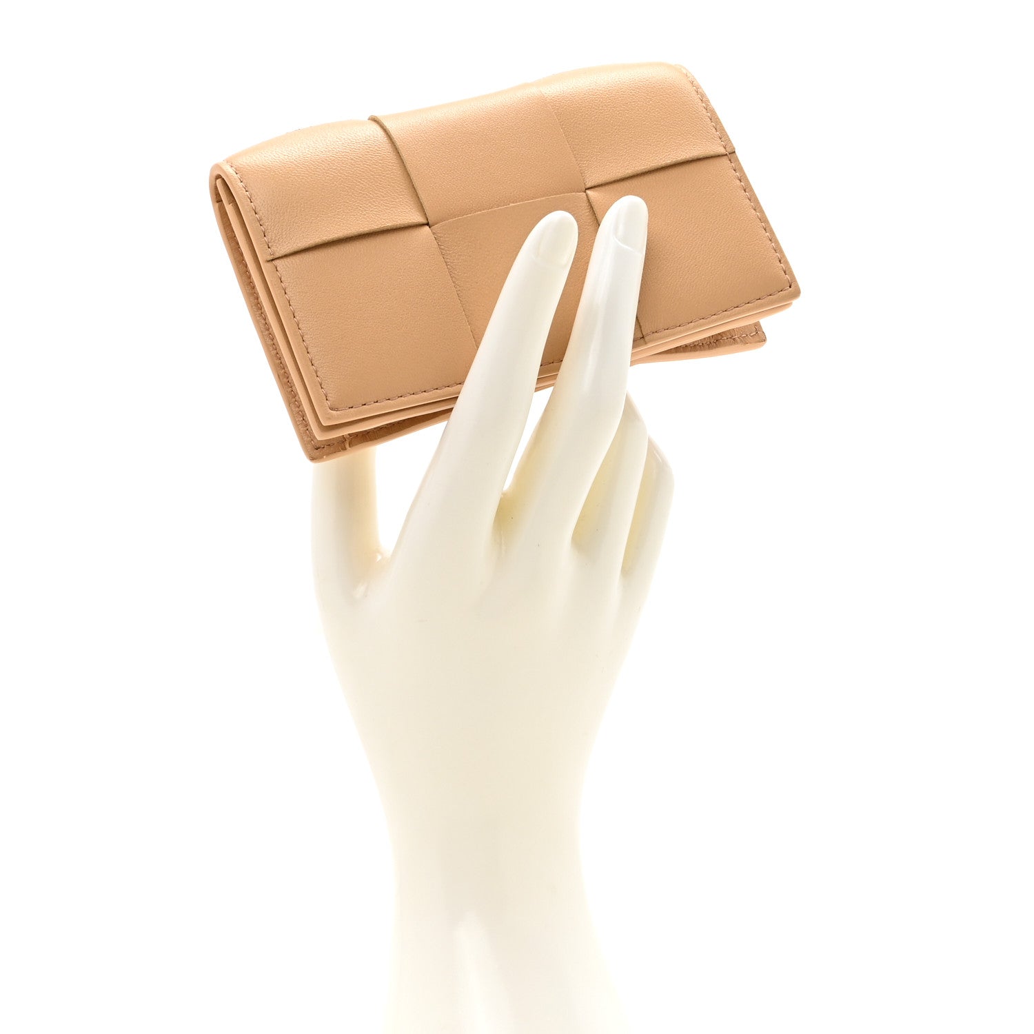 Bottega Veneta Nappa Maxi Intrecciato Card Holder Wallet Almond 2 of 7