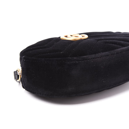 Gucci Velvet Matelasse GG Marmont Belt Bag 95 38 Black 5 of 9