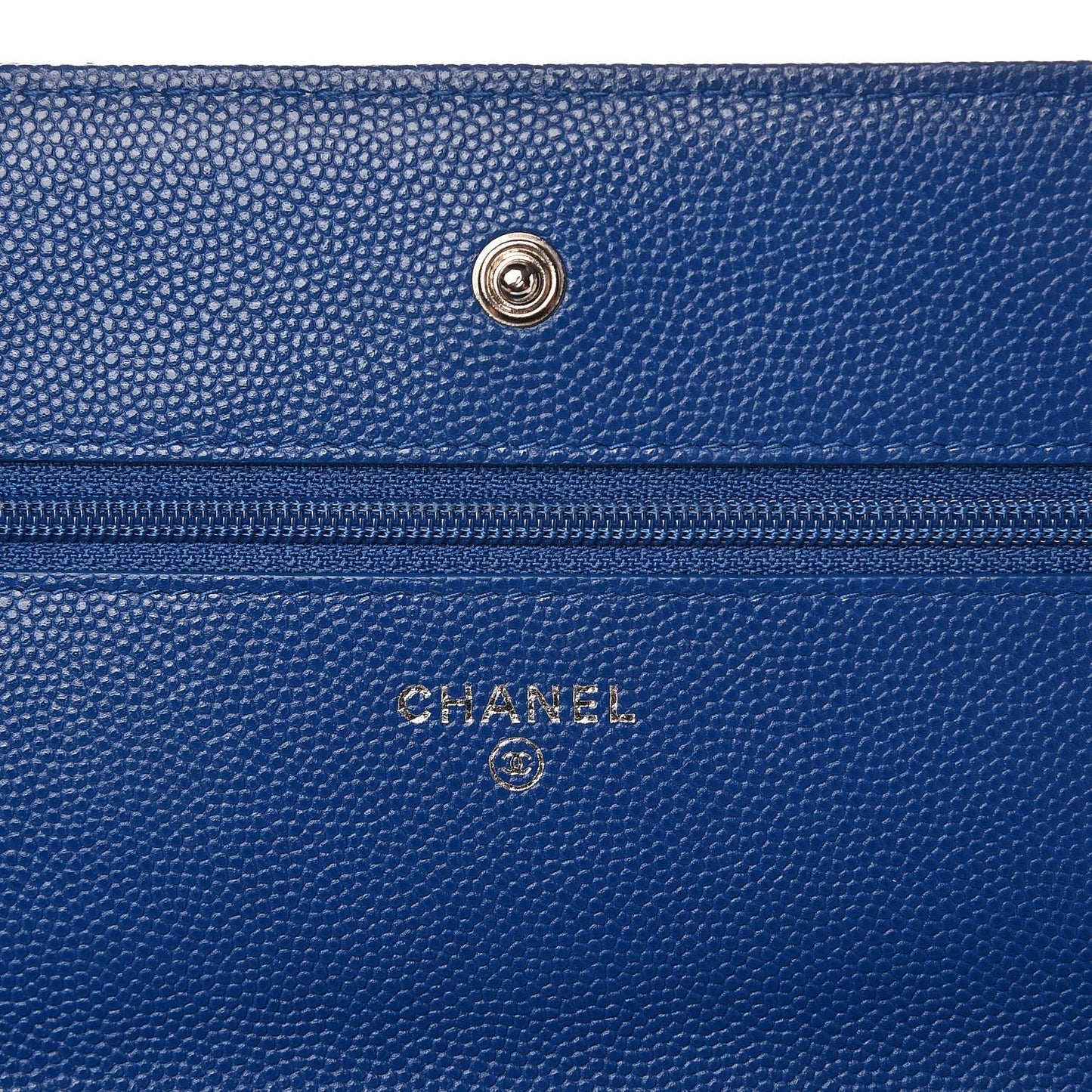 Caviar Chevron Quilted Wallet On Chain WOC Bright Blue