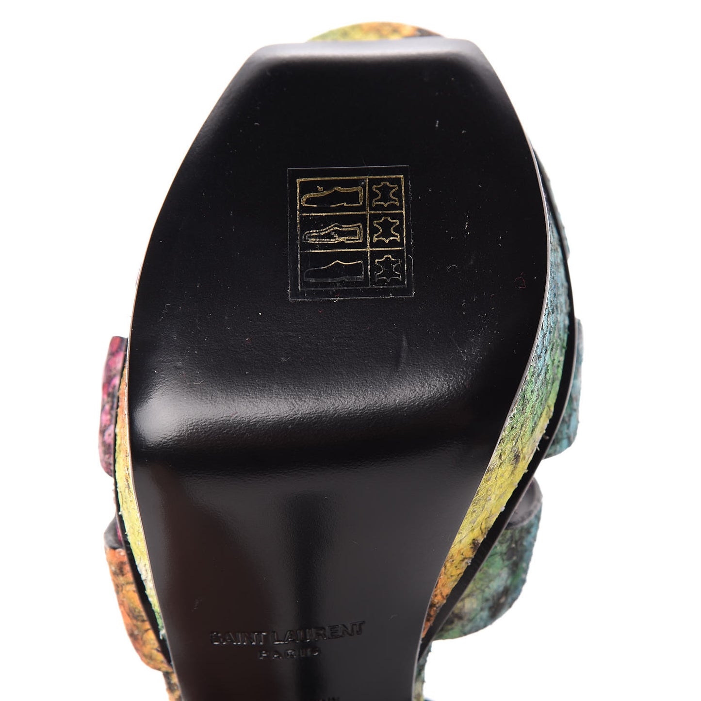 Python Calfskin Embossed Africa Tie Dye Tribute 75 Platform Sandals 36 Multicolor
