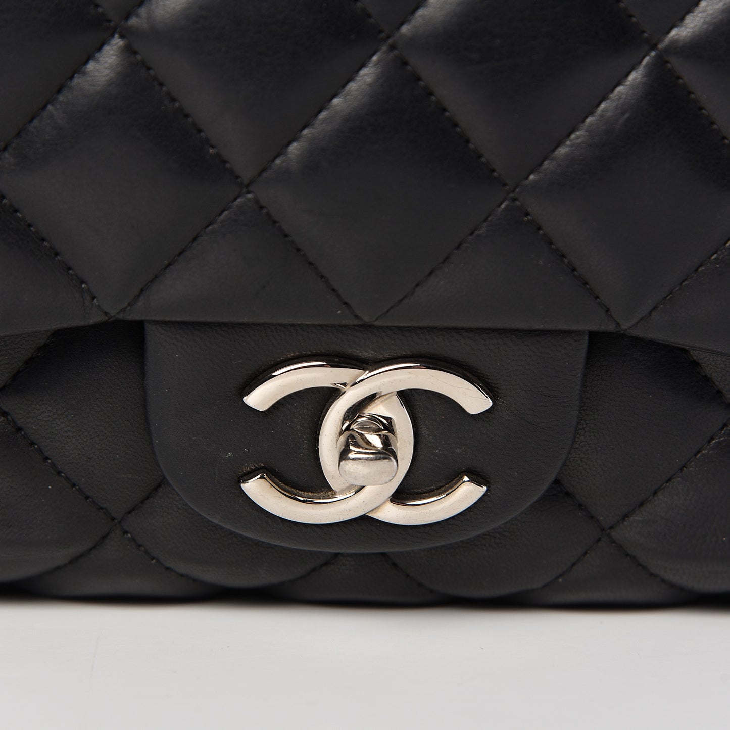 Lambskin Quilted Maxi Double Flap Black