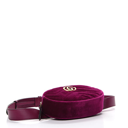Gucci Velvet Matelasse GG Marmont Belt Bag 85 34 Fuchsia Violet Cyclamen 3 of 11